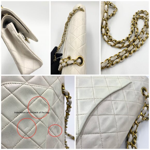 Authentic CHANEL Medium Classic Double Flap Bag White with Gold Hardware - Picture 6 of 12